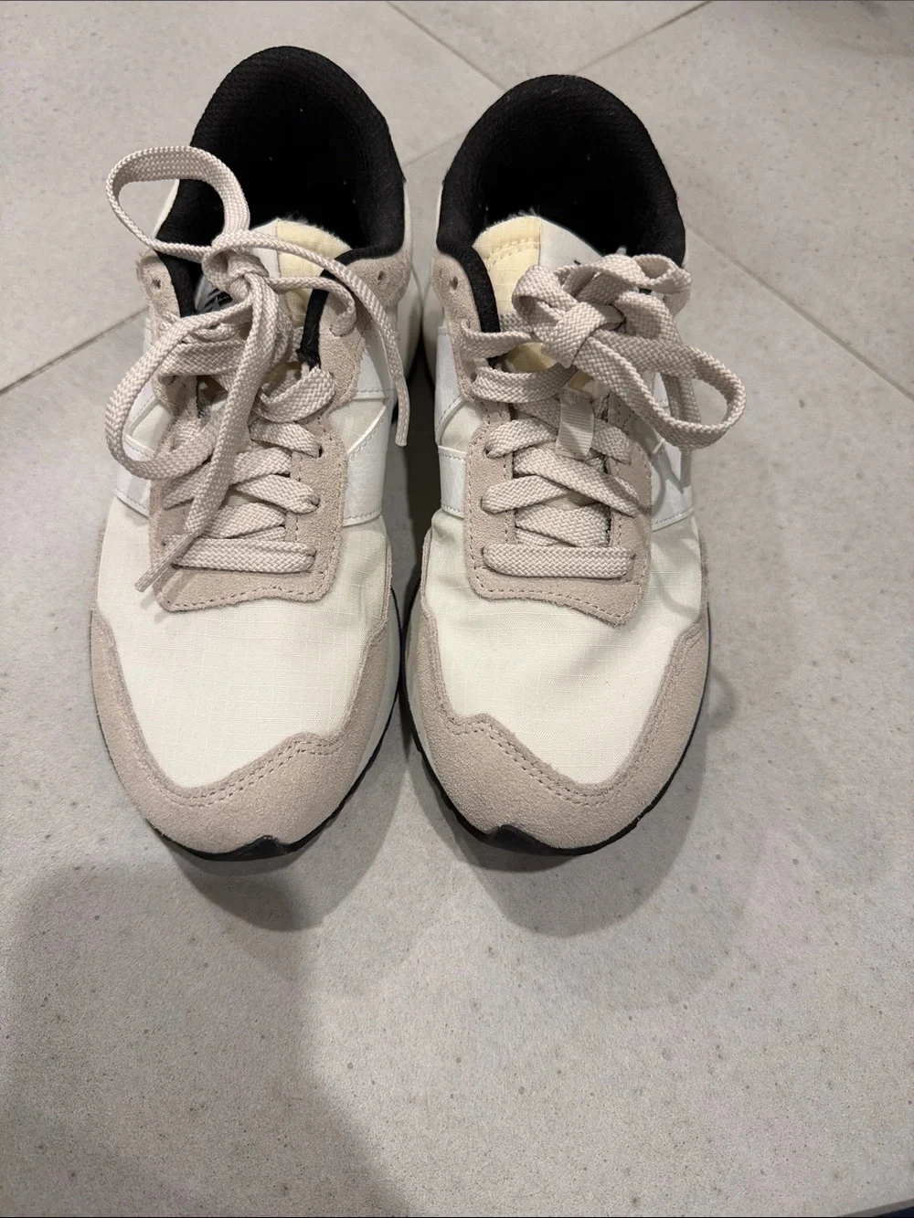 New Balance Women’s Cream and White Platform Sneakers